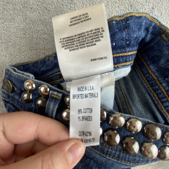 Agolde Roxxane Jeans Womens 27x26 Blue Denim Stretch Hi Rise Skinny Studded Punk - Picture 16 of 16